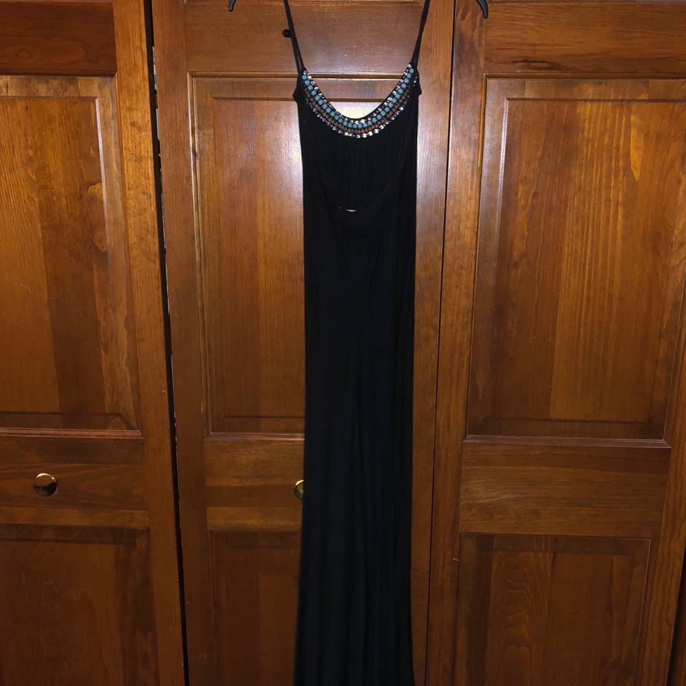 Black dress with cute detail around the neck!